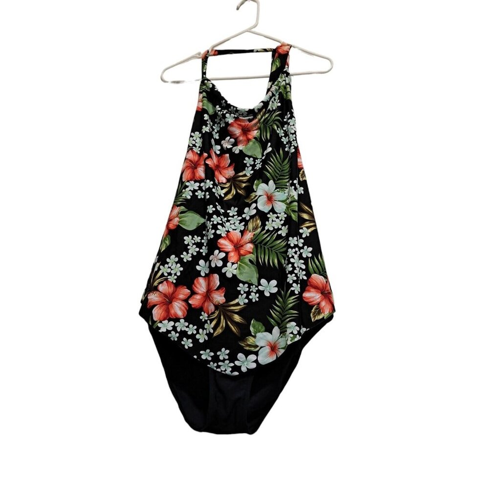 Island Pearls Swimsuit One Piece Size 20 Tropical Hawaiian Halter Takini Top